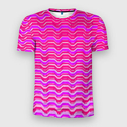 Футболка спортивная мужская Розовые линии и белые полосы, цвет: 3D-принт