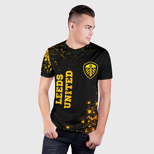 Мужская спорт-футболка Leeds United - gold gradient вертикально / 3D-принт – фото 3