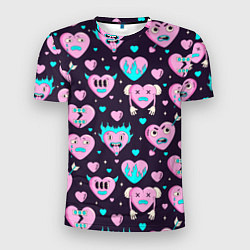 Мужская спорт-футболка Паттерн с арт сердцами