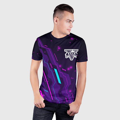 Мужская спорт-футболка GTA neon gaming / 3D-принт – фото 3