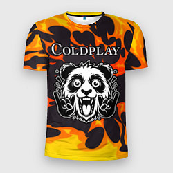 Футболка спортивная мужская Coldplay рок панда и огонь, цвет: 3D-принт