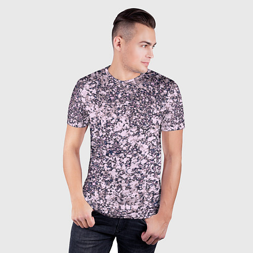 Мужская спорт-футболка Сине-розовый текстура камень / 3D-принт – фото 3