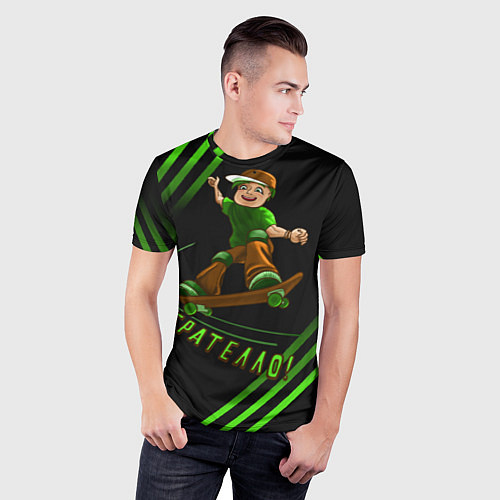 Мужская спорт-футболка Брателло на скейте / 3D-принт – фото 3