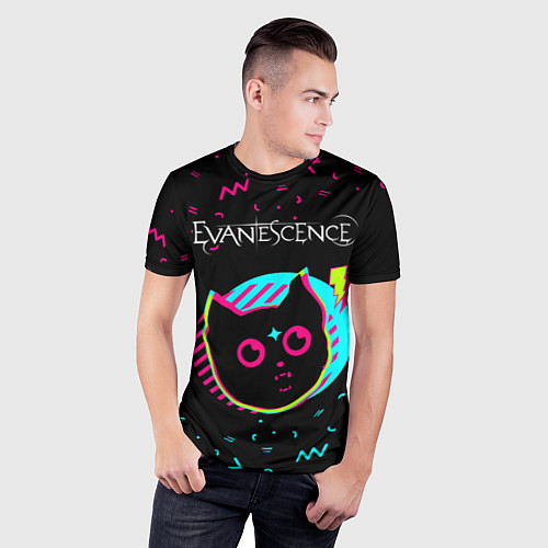 Мужская спорт-футболка Evanescence - rock star cat / 3D-принт – фото 3