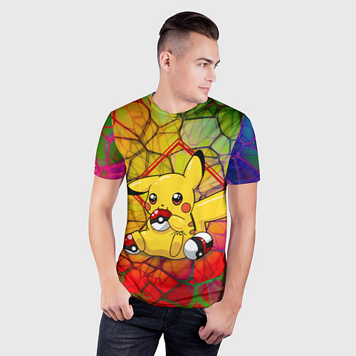 Мужская спорт-футболка Pikachu pokeballs / 3D-принт – фото 3