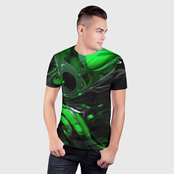 Футболка спортивная мужская Green dark abstract geometry style, цвет: 3D-принт — фото 2