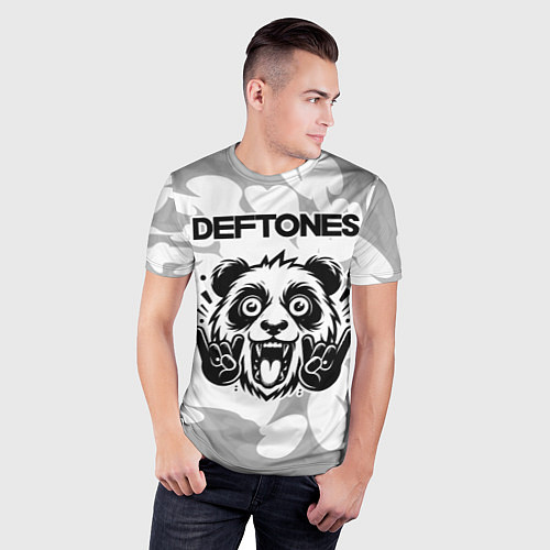 Мужская спорт-футболка Deftones рок панда на светлом фоне / 3D-принт – фото 3