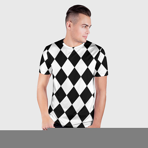 Мужская спорт-футболка Арлекин черно-белый / 3D-принт – фото 3