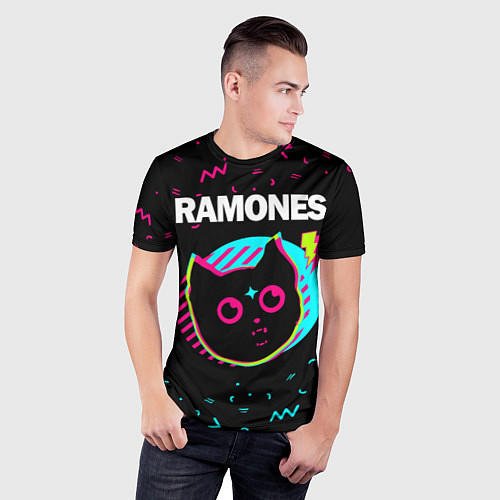 Мужская спорт-футболка Ramones - rock star cat / 3D-принт – фото 3