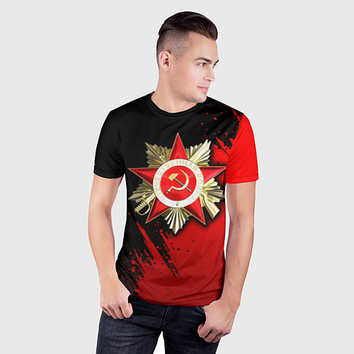Мужская спорт-футболка Велика отечественная - красный градиент / 3D-принт – фото 3