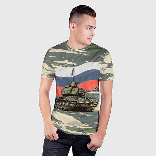 Мужская спорт-футболка Танк с Российским флагом / 3D-принт – фото 3