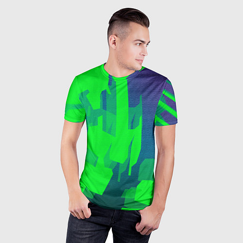 Мужская спорт-футболка Зеленый фиолет / 3D-принт – фото 3