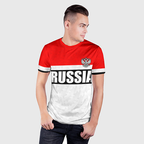 Мужская спорт-футболка Россия - униформа классическая с гербом / 3D-принт – фото 3