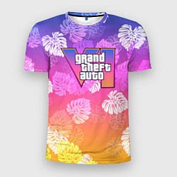 Футболка спортивная мужская Grand Theft Auto VI - пальмы, цвет: 3D-принт