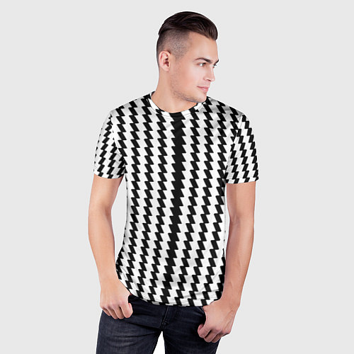 Мужская спорт-футболка Чёрно-белые вертикальные полосы / 3D-принт – фото 3