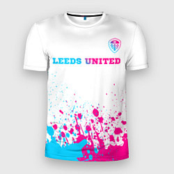 Футболка спортивная мужская Leeds United neon gradient style посередине, цвет: 3D-принт