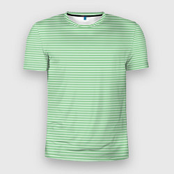 Футболка спортивная мужская Светло-зелёный в полоску, цвет: 3D-принт