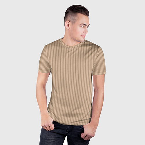 Мужская спорт-футболка Светлый коричневый в полоску / 3D-принт – фото 3