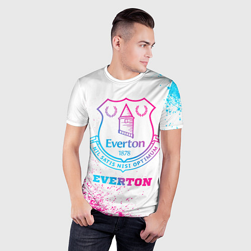 Мужская спорт-футболка Everton neon gradient style / 3D-принт – фото 3