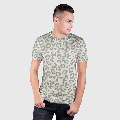 Мужская спорт-футболка Светло бежевый леопард / 3D-принт – фото 3