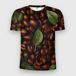 Мужская спорт-футболка Кофейные зёрна с листьями