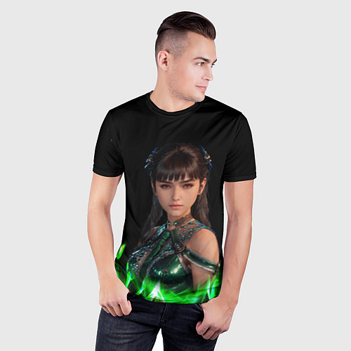 Мужская спорт-футболка Stellar Blade зеленое пламя / 3D-принт – фото 3