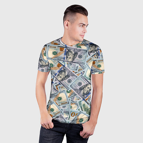 Мужская спорт-футболка Банкноты сто долларов / 3D-принт – фото 3