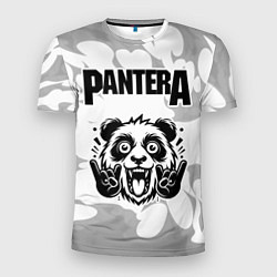 Футболка спортивная мужская Pantera рок панда на светлом фоне, цвет: 3D-принт