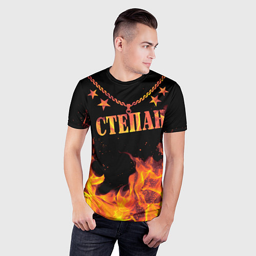 Мужская спорт-футболка Степан - имя в огне / 3D-принт – фото 3