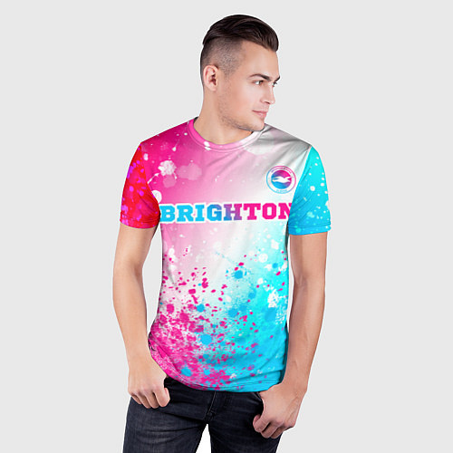 Мужская спорт-футболка Brighton neon gradient style посередине / 3D-принт – фото 3