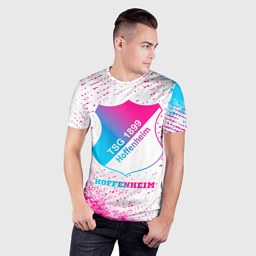 Мужская спорт-футболка Hoffenheim neon gradient style / 3D-принт – фото 3