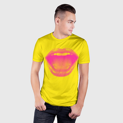 Мужская спорт-футболка Абстрактные ретро губы / 3D-принт – фото 3