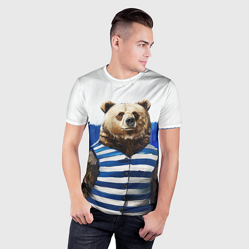 Мужская спорт-футболка Медведь и флаг России / 3D-принт – фото 3
