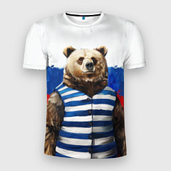 Футболка спортивная мужская Медведь и флаг России, цвет: 3D-принт