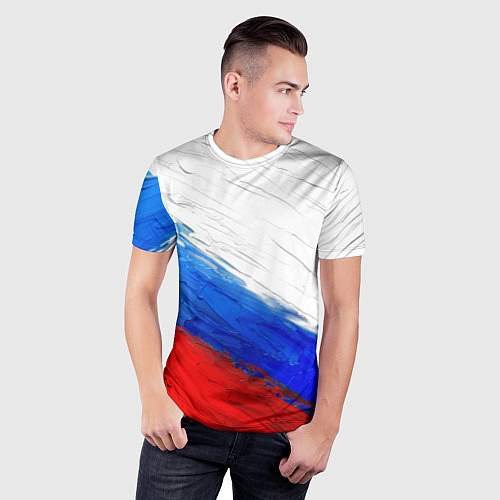Мужская спорт-футболка Триколор красками / 3D-принт – фото 3