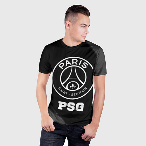 Мужская спорт-футболка PSG sport на темном фоне / 3D-принт – фото 3