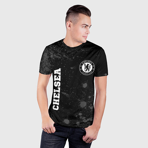 Мужская спорт-футболка Chelsea sport на темном фоне вертикально / 3D-принт – фото 3