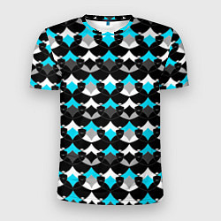 Мужская спорт-футболка Синий с черным и белым геометрический узор