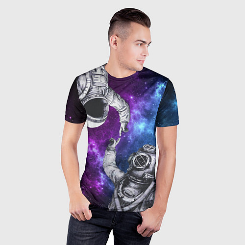 Мужская спорт-футболка Сотворение космонавт и водолаз / 3D-принт – фото 3