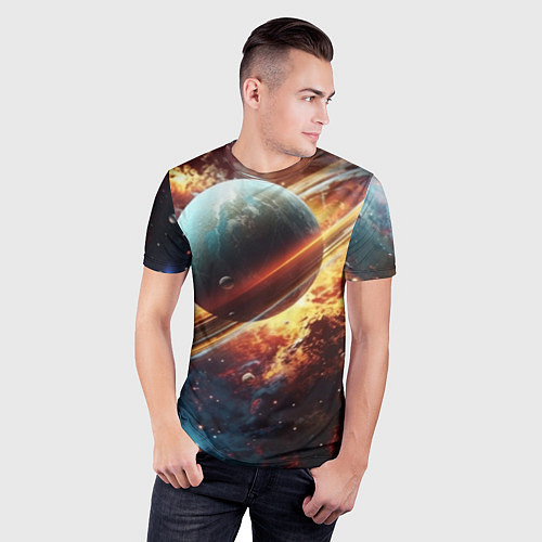 Мужская спорт-футболка Большая планета / 3D-принт – фото 3