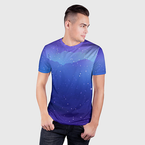 Мужская спорт-футболка Синий космос и звезды / 3D-принт – фото 3