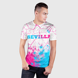 Футболка спортивная мужская Sevilla neon gradient style посередине, цвет: 3D-принт — фото 2