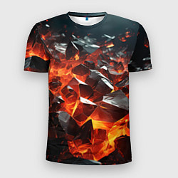 Мужская спорт-футболка Взрыв камней в красном неоне