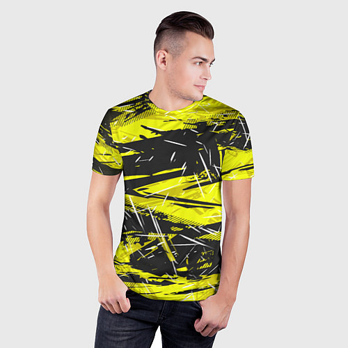 Мужская спорт-футболка Yellow geometry - спортивный узор / 3D-принт – фото 3
