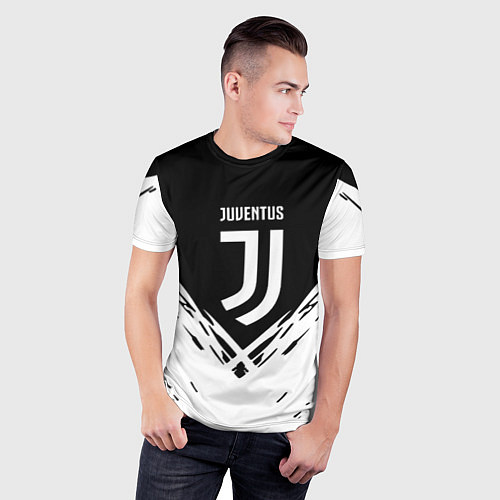 Мужская спорт-футболка Juventus sport geometry fc club / 3D-принт – фото 3