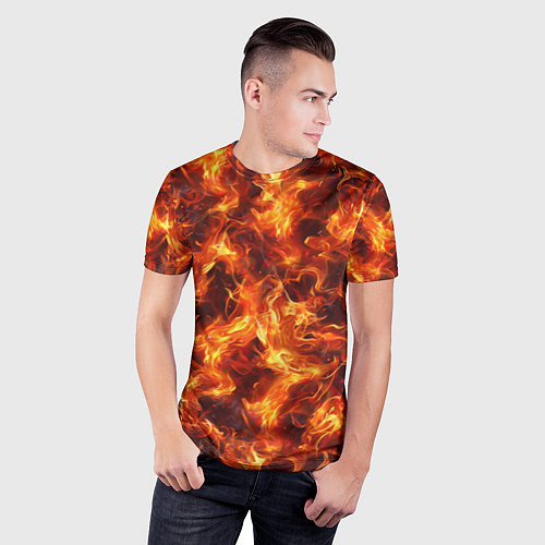 Мужская спорт-футболка Текстура элементаля огня / 3D-принт – фото 3