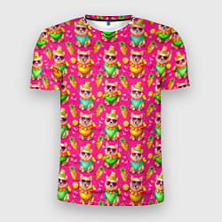 Мужская спорт-футболка Щенята и летний вайб паттерн