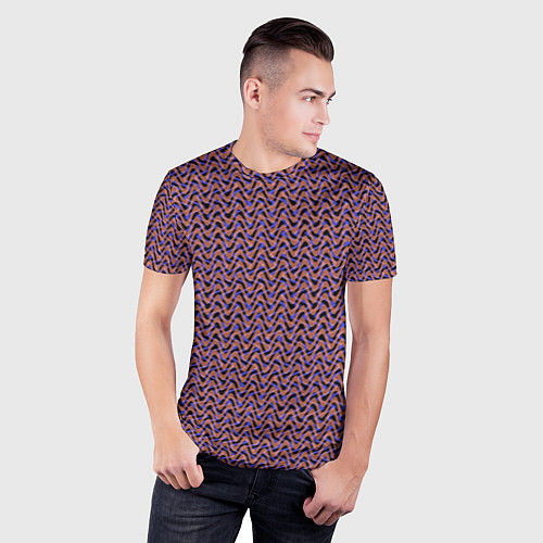 Мужская спорт-футболка Фиолетово-коричневые волнистые линии / 3D-принт – фото 3