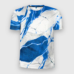 Футболка спортивная мужская Бело-синий мрамор, цвет: 3D-принт