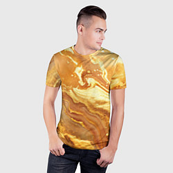 Футболка спортивная мужская Жидкое золото текстура, цвет: 3D-принт — фото 2